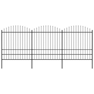 vidaXL Garden Fence with Spear Top Steel 537 x 200 cm Black