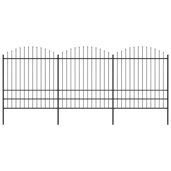 vidaXL Garden Fence with Spear Top Steel 537 x 200 cm Black