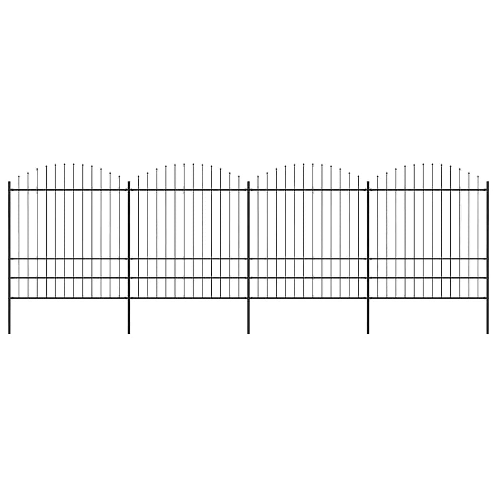 vidaXL Garden Fence with Spear Top Steel 714.5 x 200 cm Black