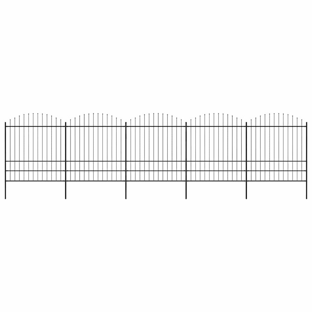 vidaXL Garden Fence with Spear Top Steel 892.5 x 200 cm Black