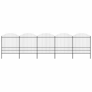 vidaXL Garden Fence with Spear Top Steel 892.5 x 200 cm Black