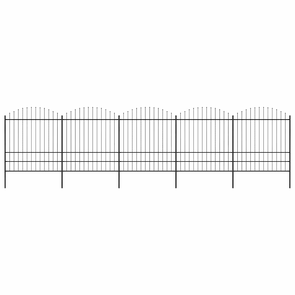 vidaXL Garden Fence with Spear Top Steel 892.5 x 200 cm Black