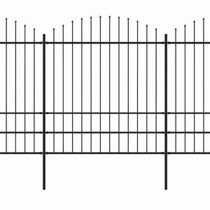 vidaXL Garden Fence with Spear Top Steel 892.5 x 200 cm Black
