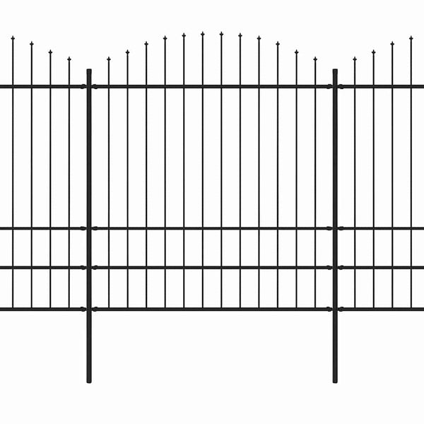 vidaXL Garden Fence with Spear Top Steel 892.5 x 200 cm Black