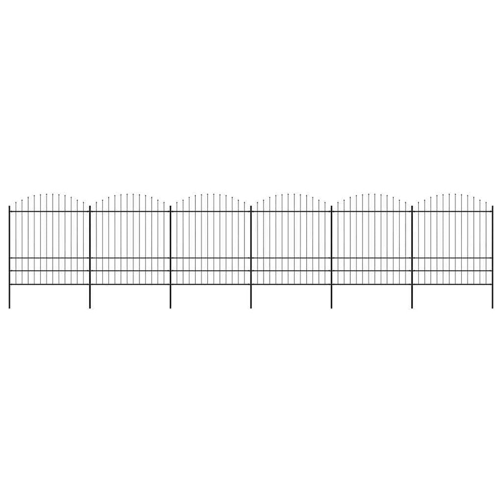 vidaXL Garden Fence with Spear Top Steel 1070 x 200 cm Black