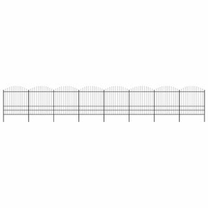 vidaXL Garden Fence with Spear Top Steel 1426 x 200 cm Black