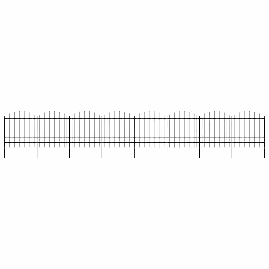vidaXL Garden Fence with Spear Top Steel 1426 x 200 cm Black
