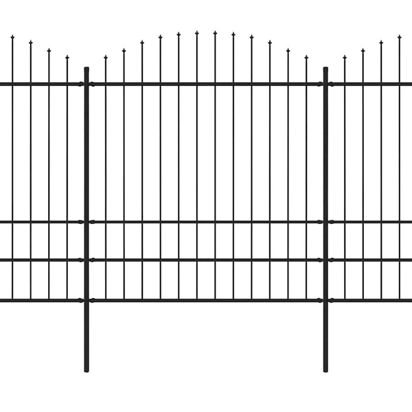vidaXL Garden Fence with Spear Top Steel 1426 x 200 cm Black