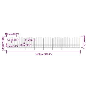 vidaXL Garden Fence with Spear Top Steel 1426 x 200 cm Black