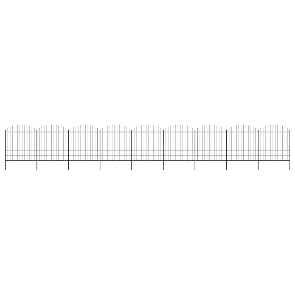 vidaXL Garden Fence with Spear Top Steel 1603.5 x 200 cm Black