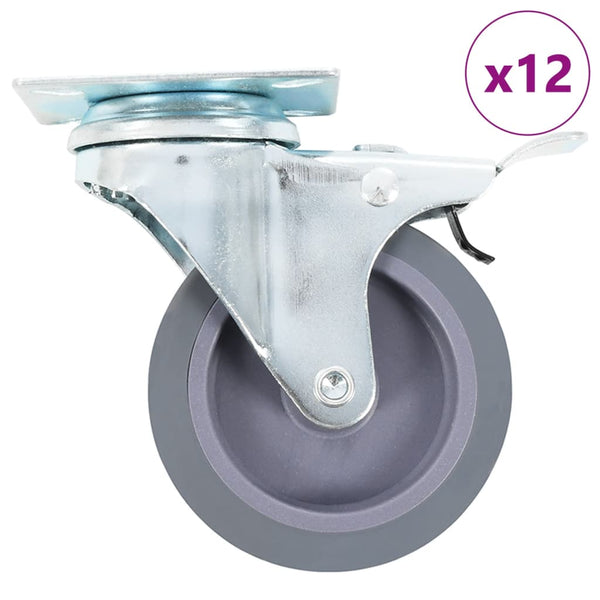 vidaXL 12 pcs Swivel Castors 75 mm