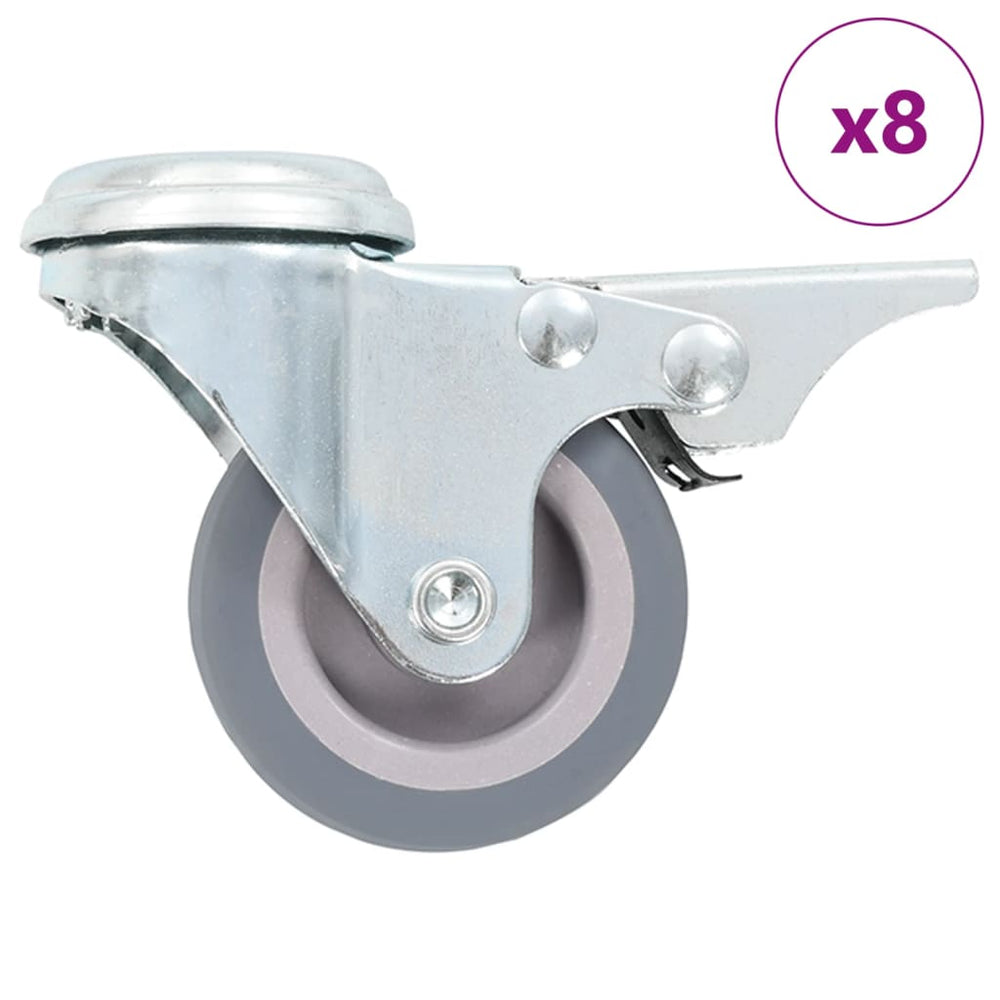 vidaXL 8 Pcs. Swivel Casters with Top Plate Hole 50 mm