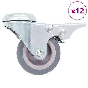 vidaXL 12 pcs Swivel Casters with Top Plate Hole 50 mm