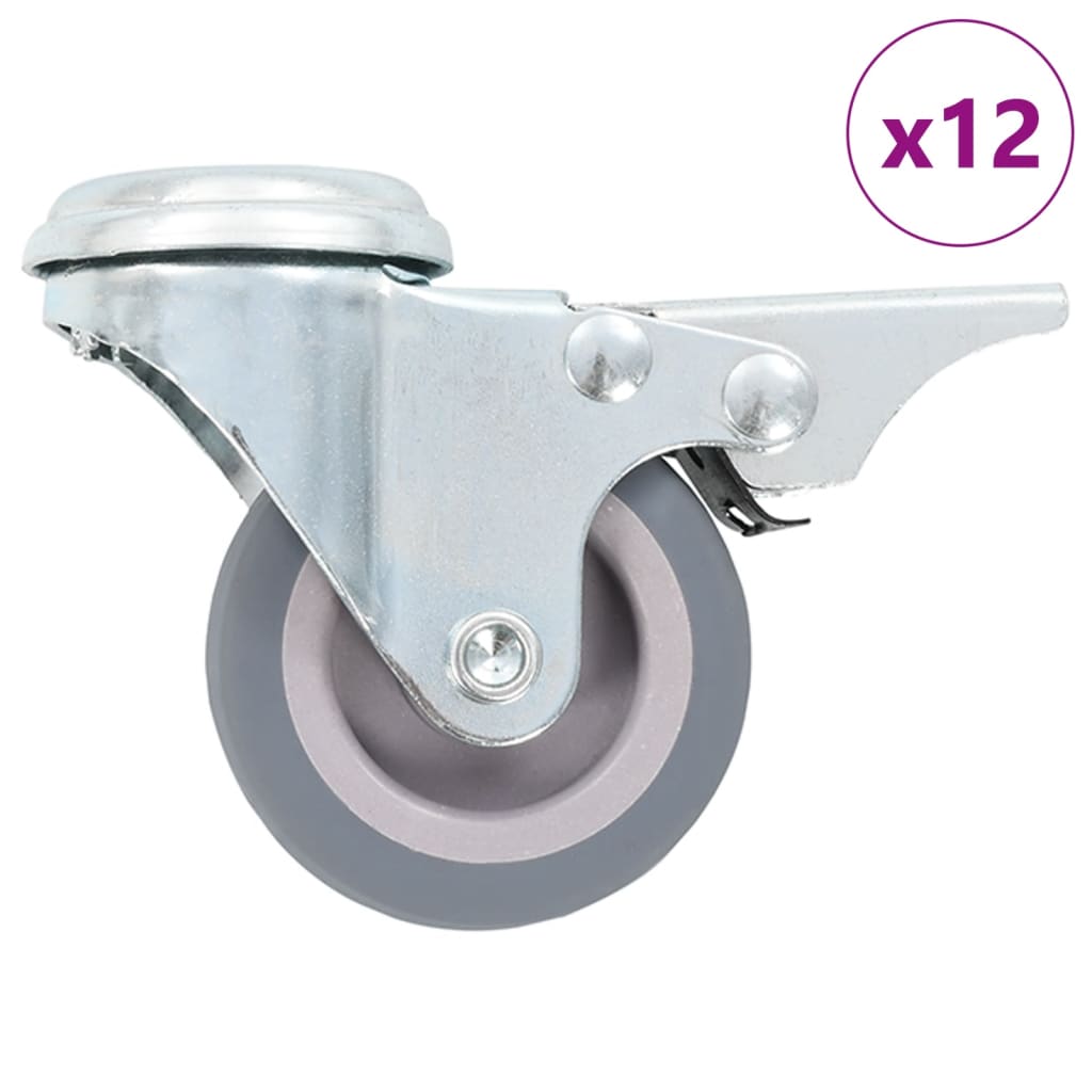vidaXL 12 pcs Swivel Casters with Top Plate Hole 50 mm