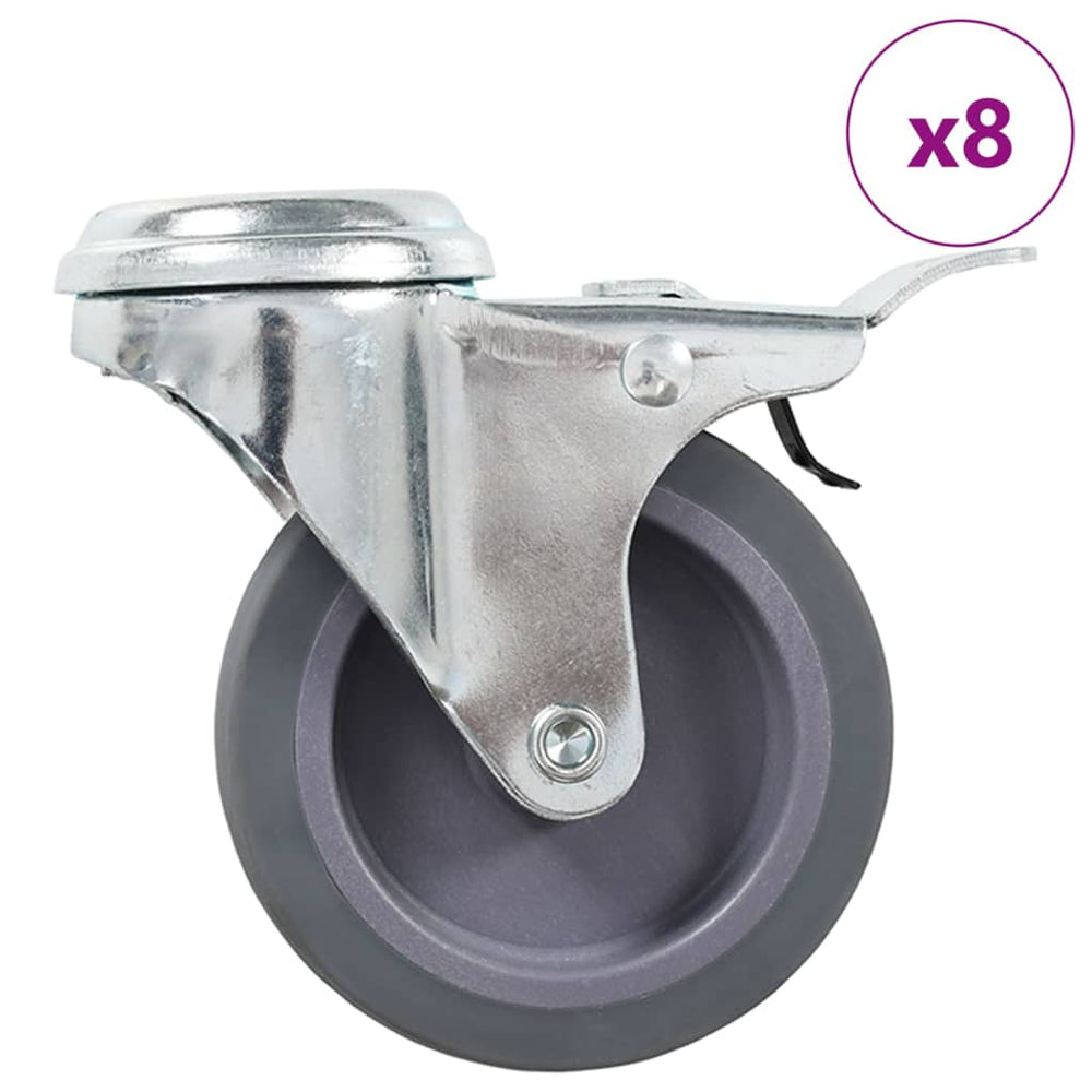 vidaXL 8 Pcs. Swivel Casters with Top Plate Hole 75 mm