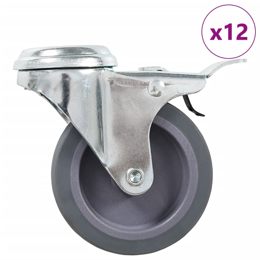 vidaXL 12 pcs. Swivel Casters with Top Plate Hole 75 mm