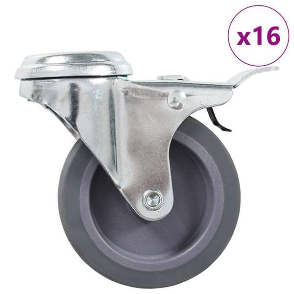 vidaXL 16 Pcs. Swivel Castor Wheels with Top Plate 75 mm