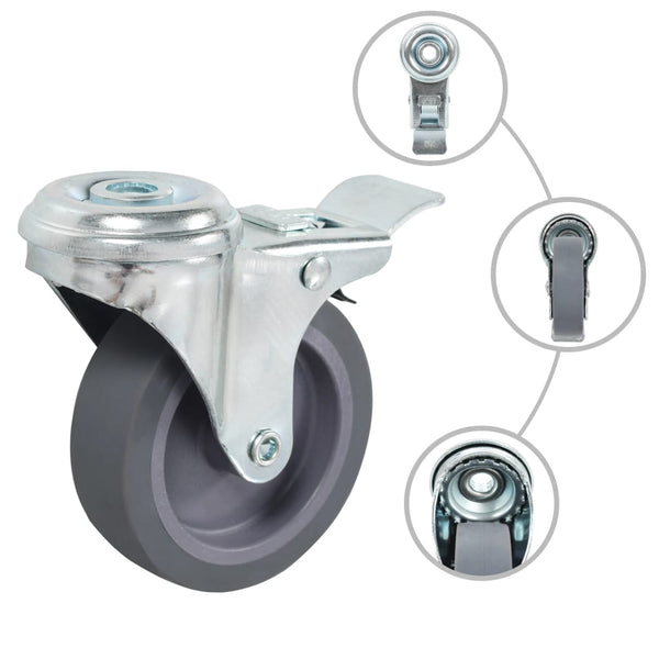 vidaXL 24 Pcs Swivel Casters with Top Plate Hole 75 mm