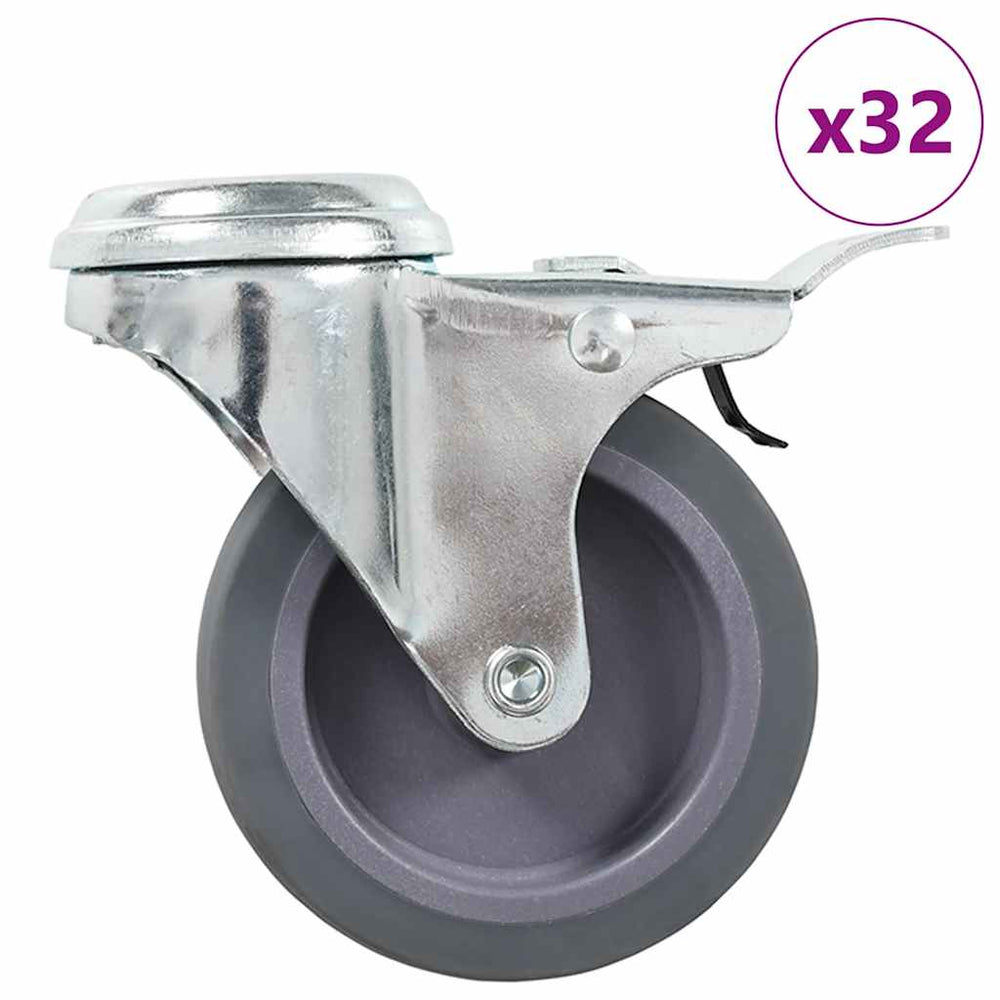 vidaXL 32 pcs. Swivel Casters with Top Plate Hole 75 mm