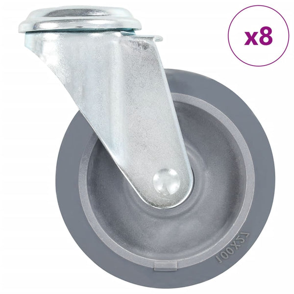 vidaXL 8 Pcs. Swivel Casters with Bolt Hole 100 mm