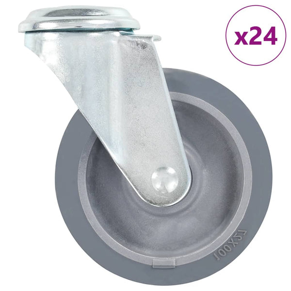 vidaXL 24 Pcs Swivel Castor Wheels with Bolt Hole 100 mm