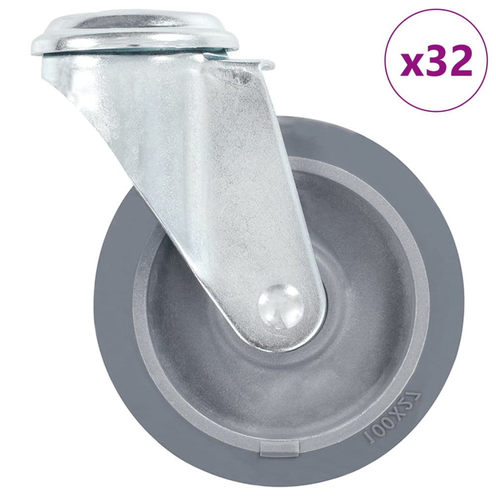 vidaXL 32 Swivel Castor Wheels with Bolt Hole 100 mm