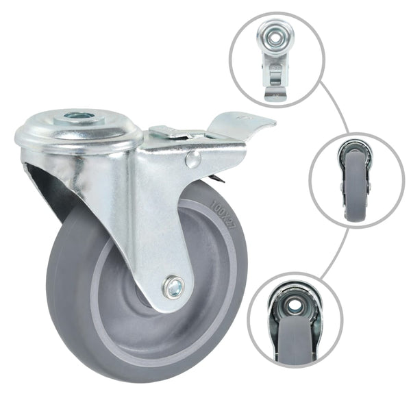 vidaXL 12 pcs. Swivel Casters with Top Plate Hole 100 mm