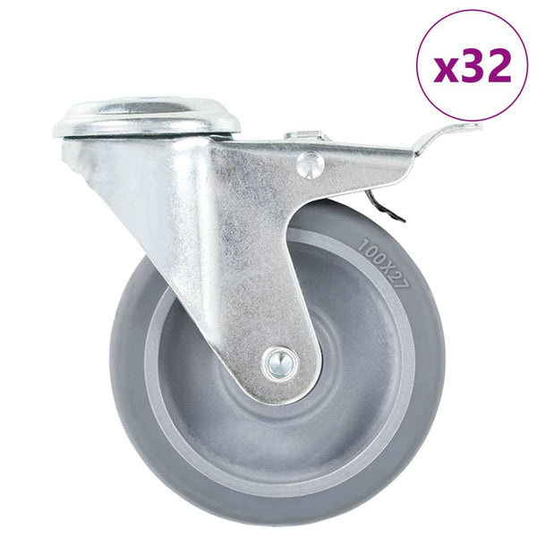 vidaXL 32 pcs Swivel Casters with Top Plate 100 mm