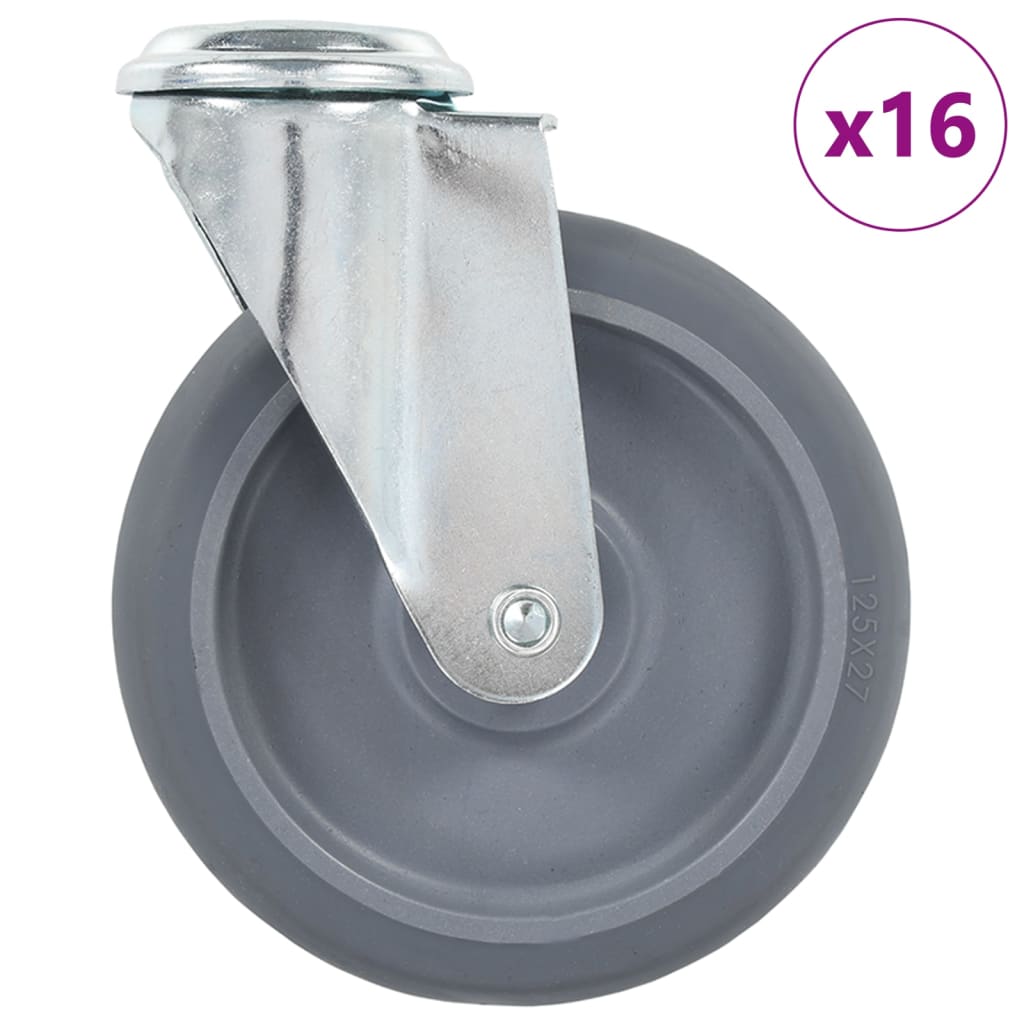 vidaXL 16 pcs. Swivel Casters with Bolt Hole 125 mm