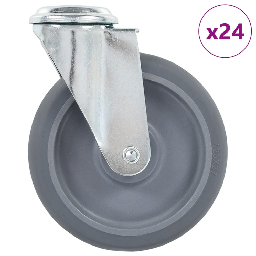 vidaXL 24 Pcs. Swivel Castors with Bolt Hole 125 mm