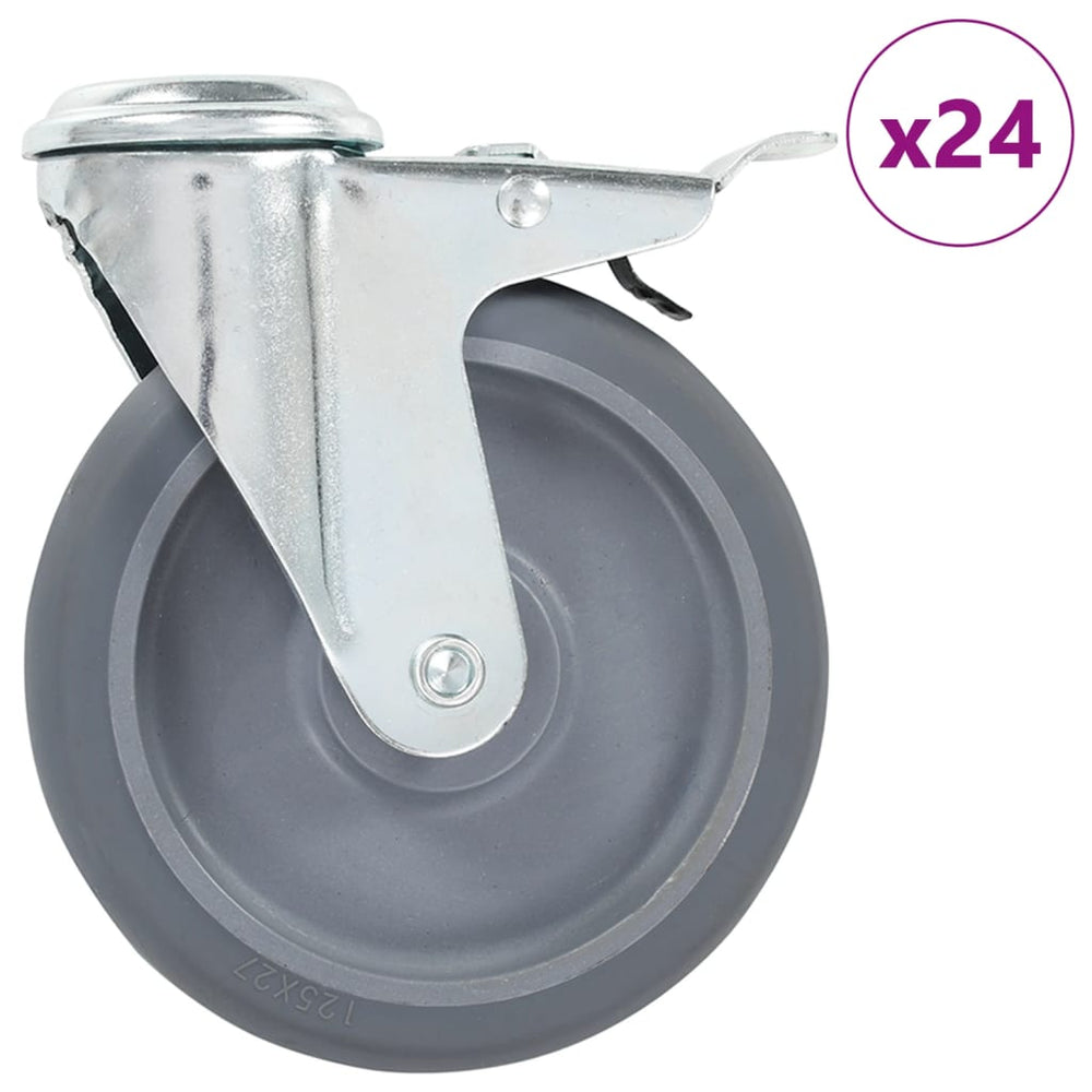 vidaXL 24 Pcs. Swivel Casters with Top Plate Hole 125 mm