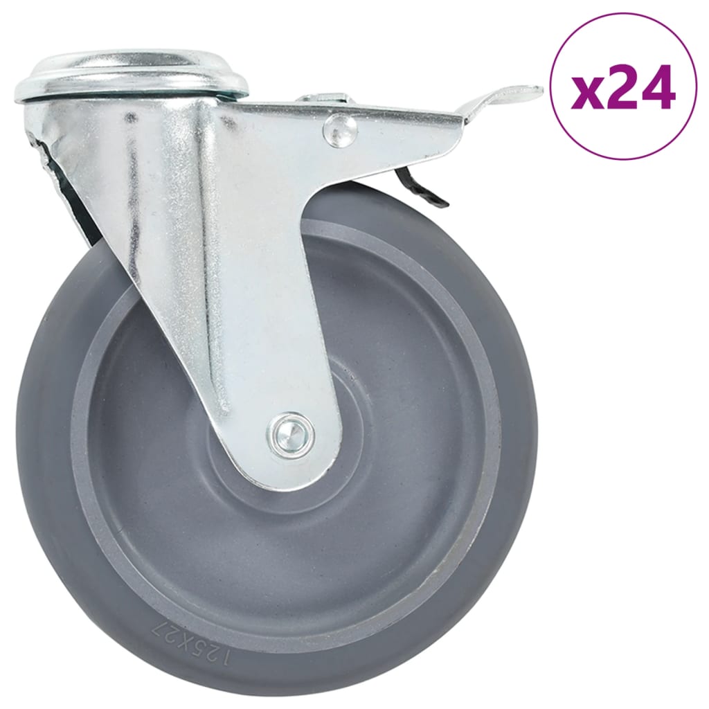 vidaXL 24 Pcs. Swivel Casters with Top Plate Hole 125 mm
