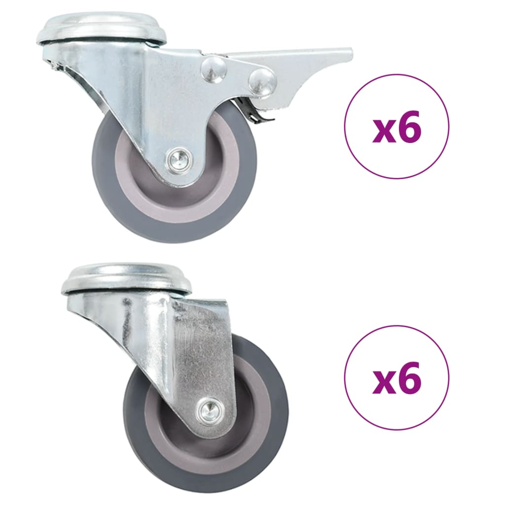 vidaXL 12 pcs Swivel Casters with Top Plate Hole 50 mm