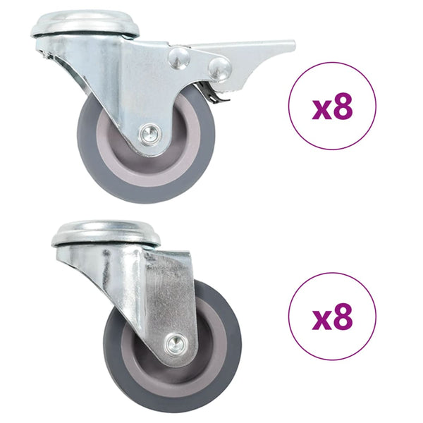 vidaXL 16 pcs Swivel Castor Wheels with Top Plate 50 mm