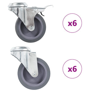 vidaXL 12 pcs. Swivel Casters with Top Plate Hole 75 mm