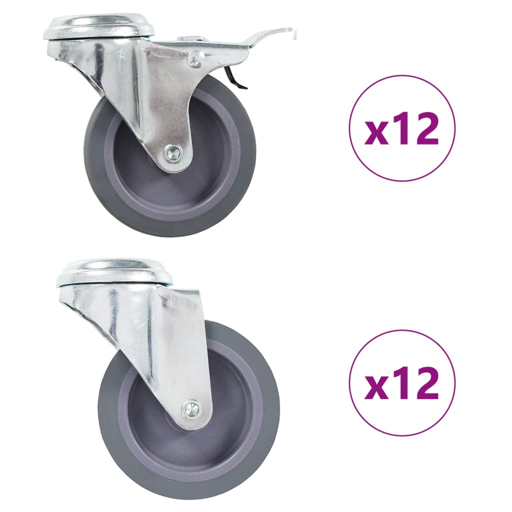 vidaXL 24 Pcs Swivel Casters with Top Plate Hole 75 mm