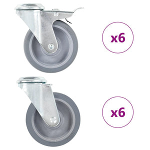 vidaXL 12 pcs. Swivel Casters with Top Plate Hole 100 mm
