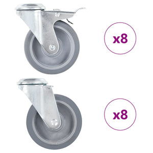 vidaXL 16 Swivel Castor Wheels with Top Plate Hole 100 mm
