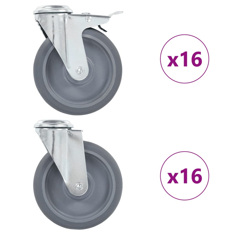 vidaXL 32 pcs. Swivel Casters with Top Plate Hole 125 mm