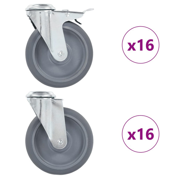 vidaXL 32 pcs. Swivel Casters with Top Plate Hole 125 mm