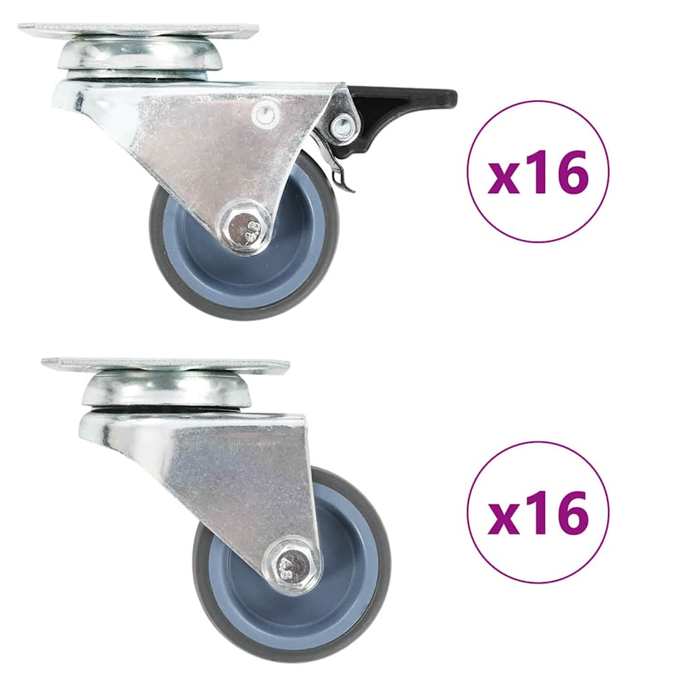 vidaXL 32 pcs. Twin Wheel Swivel Castors 50 mm