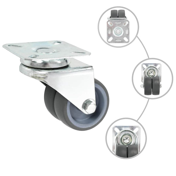 vidaXL 32 pcs. Twin Wheel Swivel Castors 50 mm