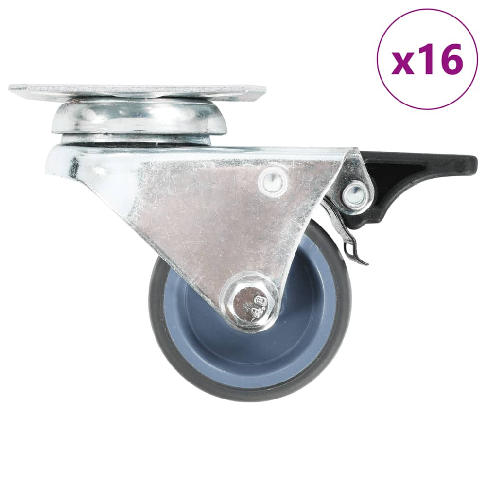 vidaXL Swivel Casters with Brakes 16 pcs 50 mm