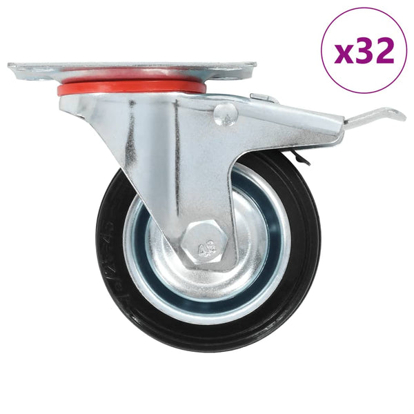 vidaXL 32 pcs Swivel Castor Wheels 75 mm