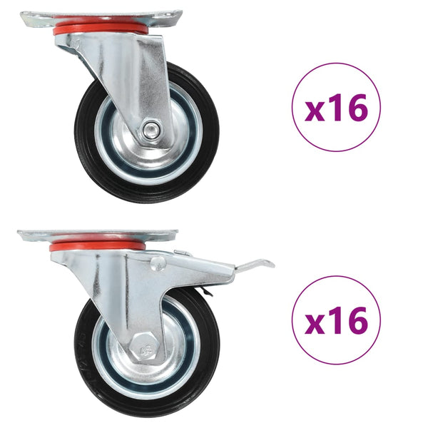 vidaXL 32 pcs Swivel Castor Wheels 75 mm