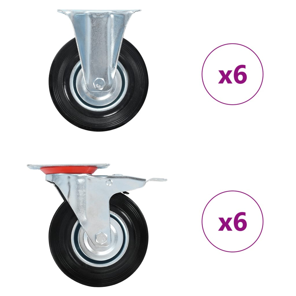 vidaXL 12 pcs. Castor Wheels 125 mm