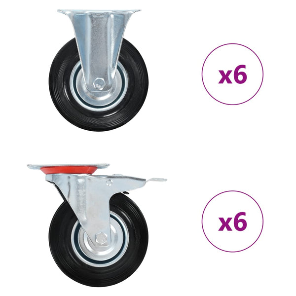 vidaXL 12 pcs. Castor Wheels 125 mm