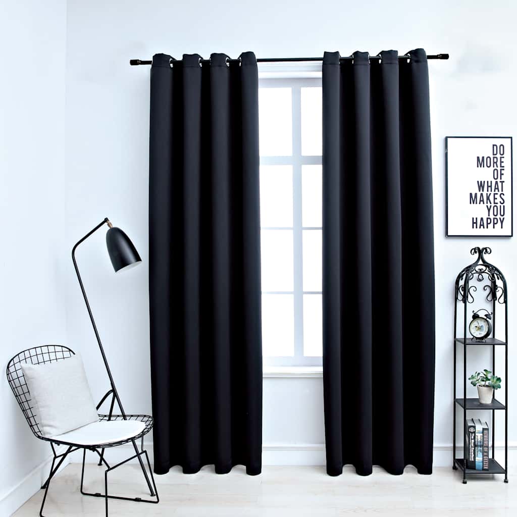 vidaXL Blackout Curtains with Eyelets 2 pcs. Black 140x175 cm