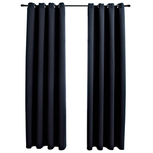 vidaXL Black Blackout Curtains with Metal Eyelets 2 pcs 140x225 cm
