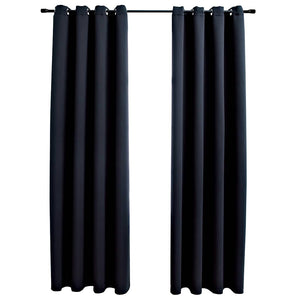 vidaXL Blackout Curtains with Metal Eyelets 2 pcs. Black 140x245 cm
